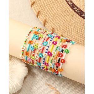 NEW 12 beaded daisy boho stretch bracelets